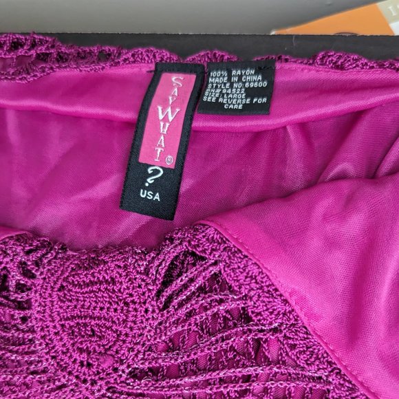Say What? Magenta Faux Crochet Tank Top L EUC - Picture 2 of 6